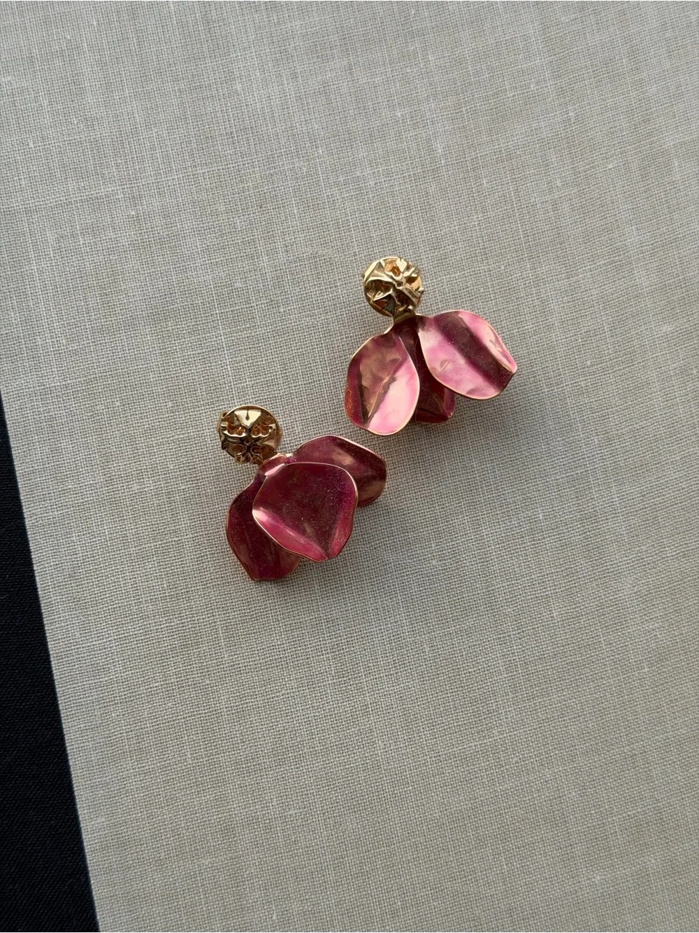 Tory Burch Pink and Gold Petal Drop Earrings